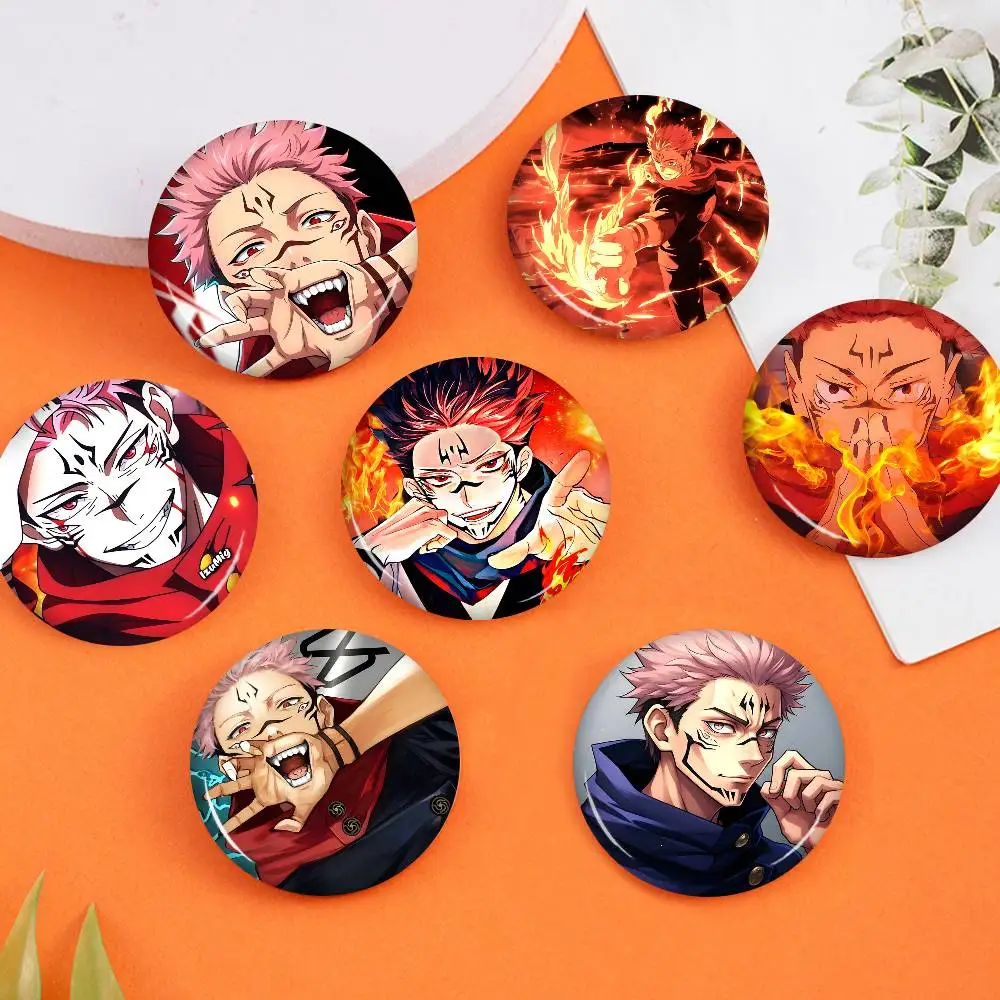 Character Jujutsu Kaisen Ryomen Sukuna Creative Tinplate Soft Button Pins Animal Icon Brooch Lapel