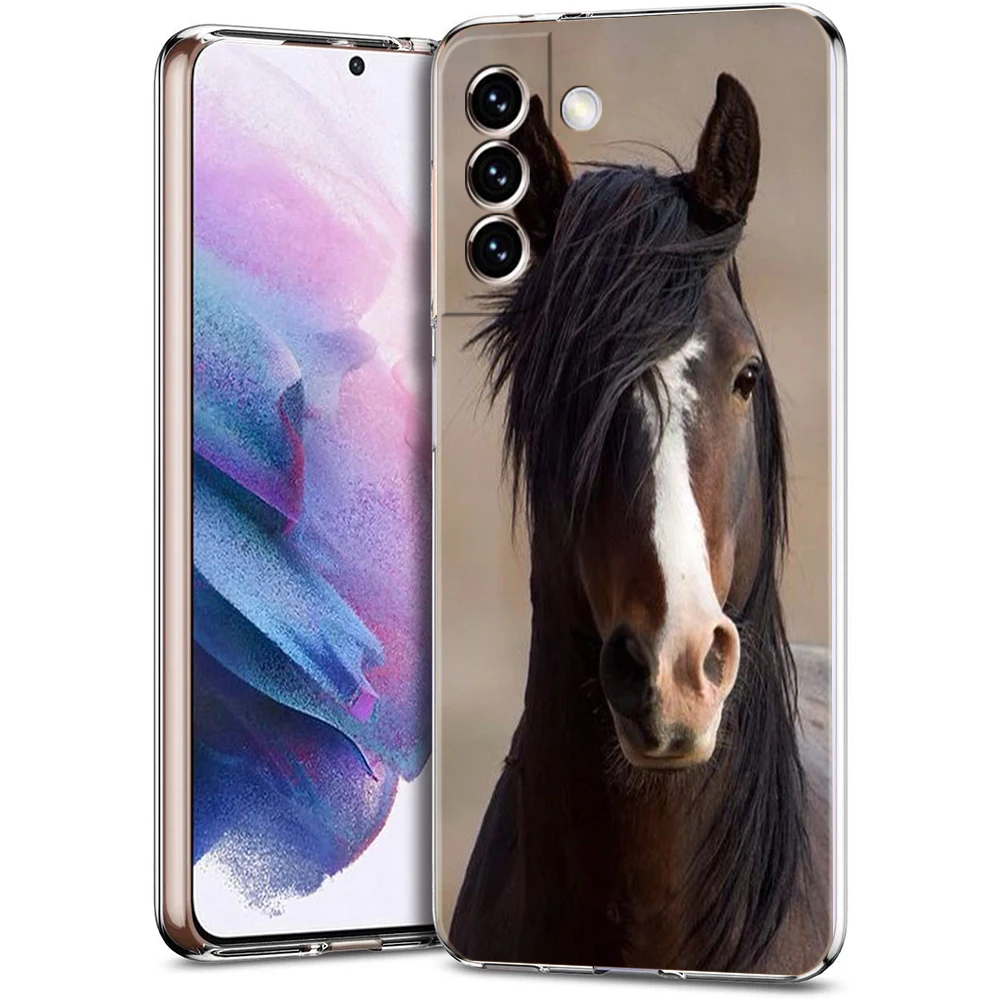 Horse Phone Case for Samsung Galaxy S24 S23 S22 S20 S21 FE Ultra S24 S23 S10 S10E S9 S8 Plus 5G Transparent Shell Capas Bags TPU