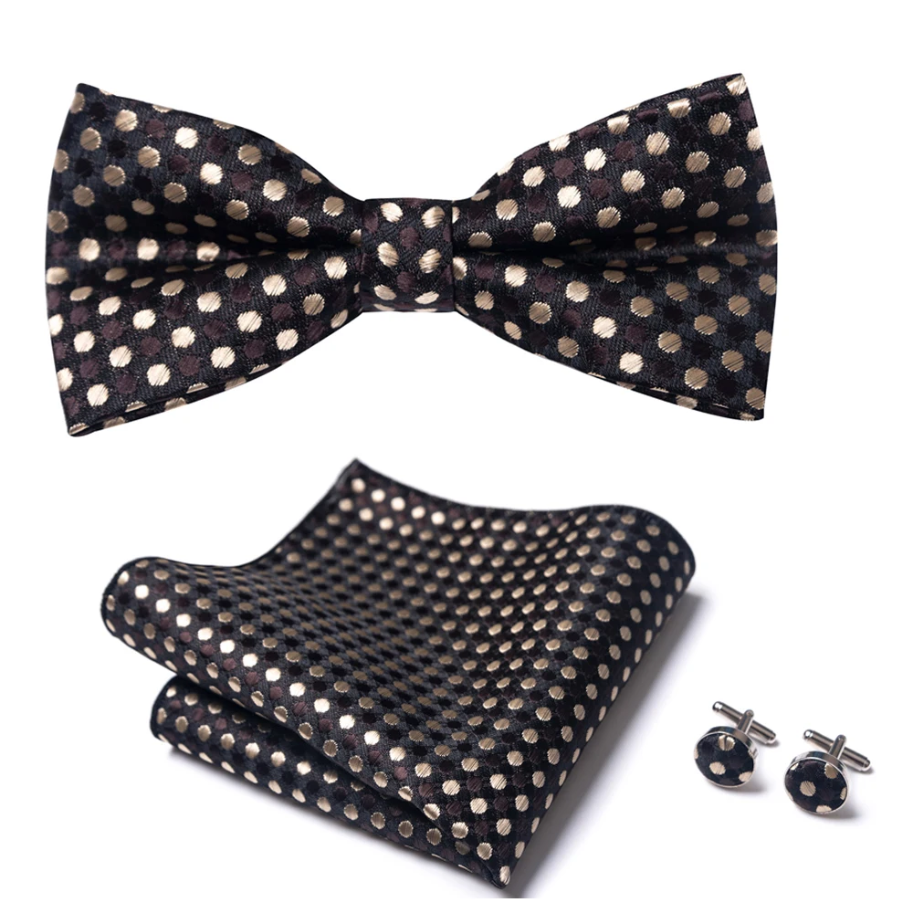 2023 New Design Jacquard Holiday Butterfly Bow Tie Pocket Squares Set Bowtie Handkerchief Cufflink Men Shirt Accessories