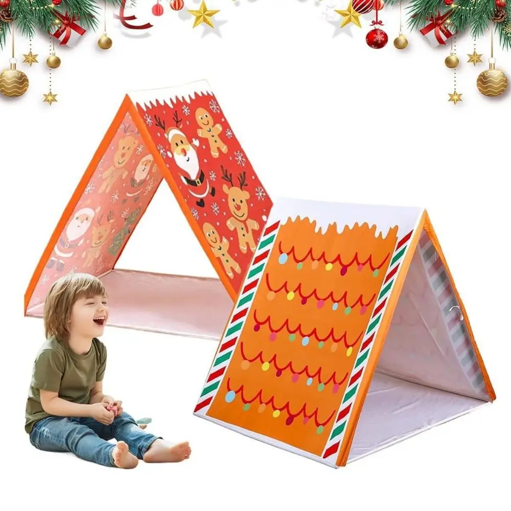 Divertente tenda per casa di pan di zenzero Tende per pigiameria natalizie leggere staccabili Tenda da gioco per casa di pan di zenzero natalizia