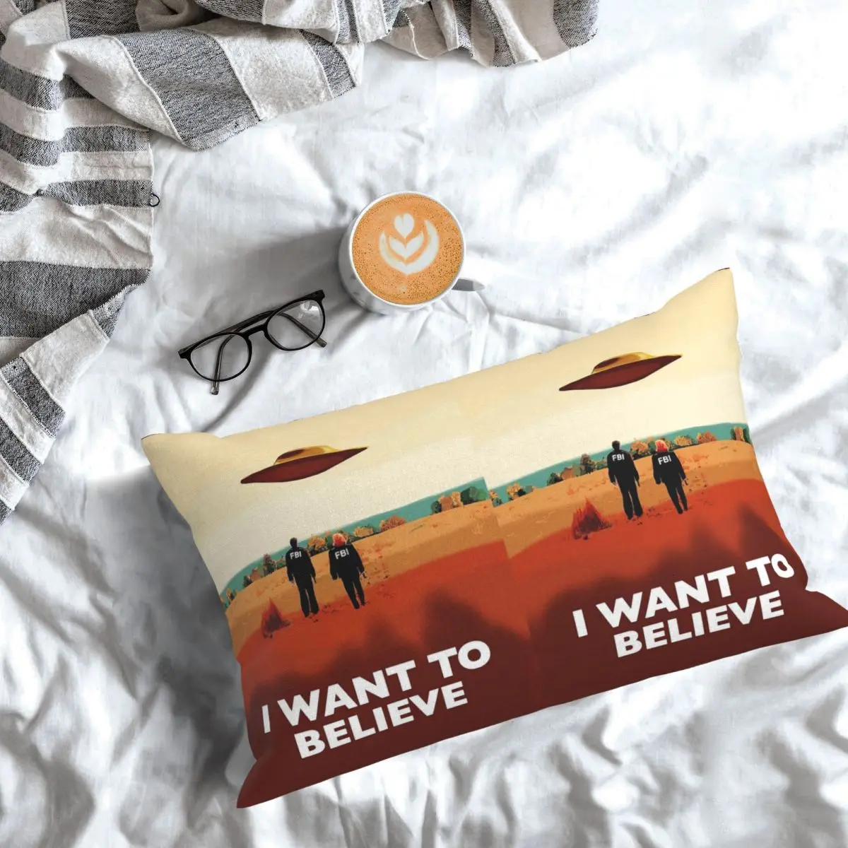 The X Files I Want To Believe FBI P Rectangle Pillowcase Cushion Cover Decor Bedroom Bed Home Comfort Throw Pillow