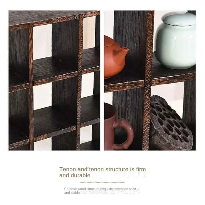 Modern Chinese Wood Tea Set Display Stand