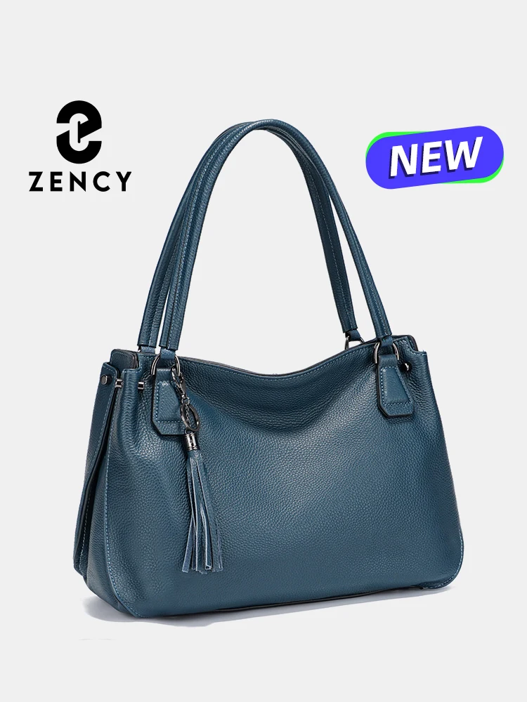 

Zency Genuine Leather Women's Tassel Shoulder Bag Vintage Large Capacity Female Handbag Shopper Natural Leather Ladies Hobo Bag