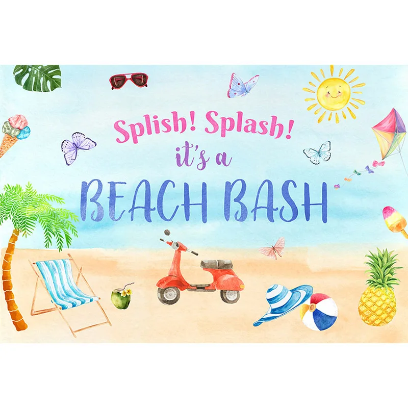 Verão splish respingo fotografia fundo praia bash coco tropical festa banner backdrops decoração photo studio photozone