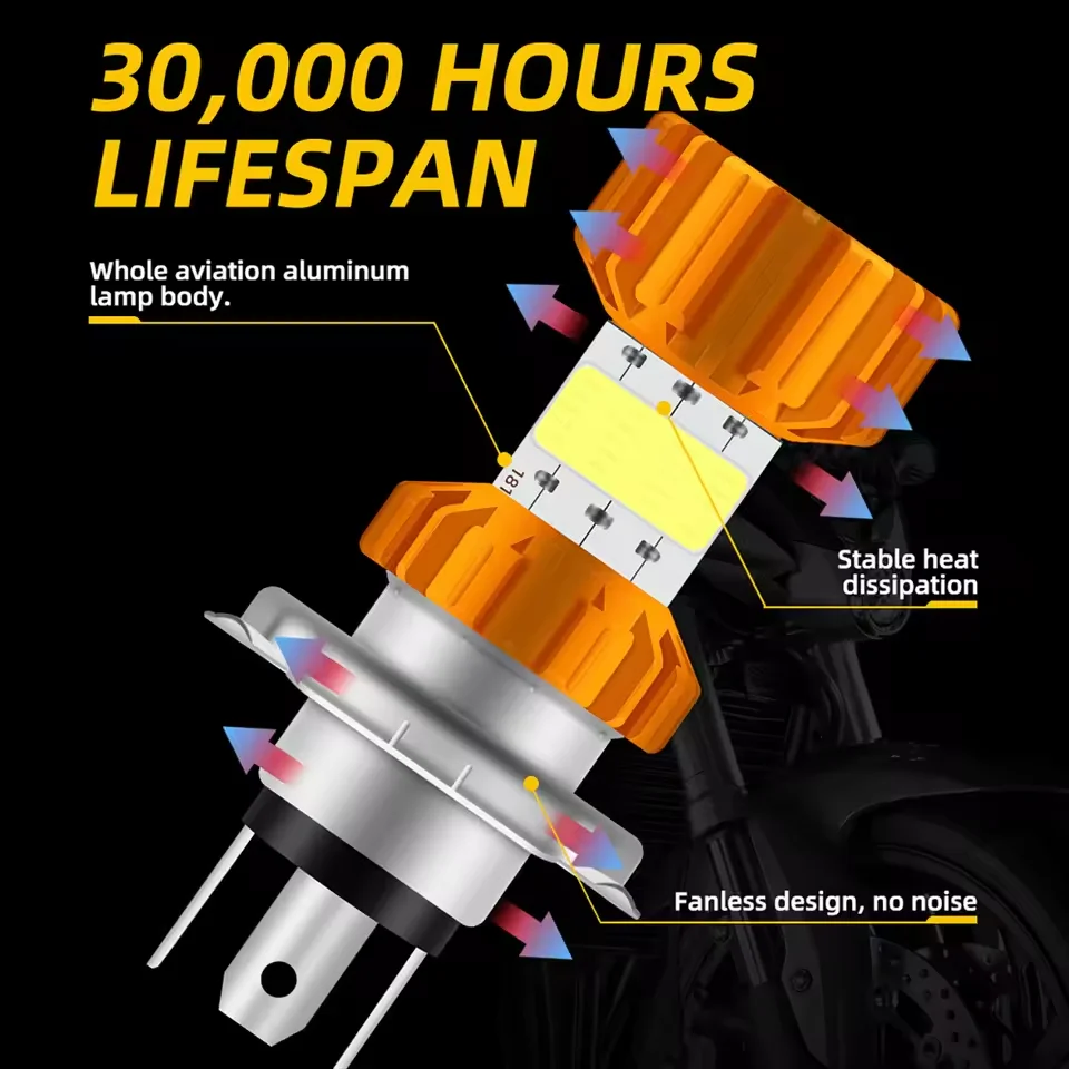 Heyword 40W 10000LM Motorcycle Headlight H4 BA20D CSP 12V LED Moto High/Low Beam Led Bulbs Super Bright Autobikee
