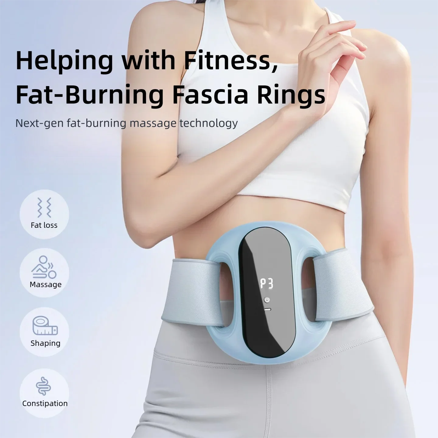Electric Body Fascia Ring Fitness Massage Ring Home Use Abdomen Exercise Tool Deep Tissue Vibration Body Shaping Massager