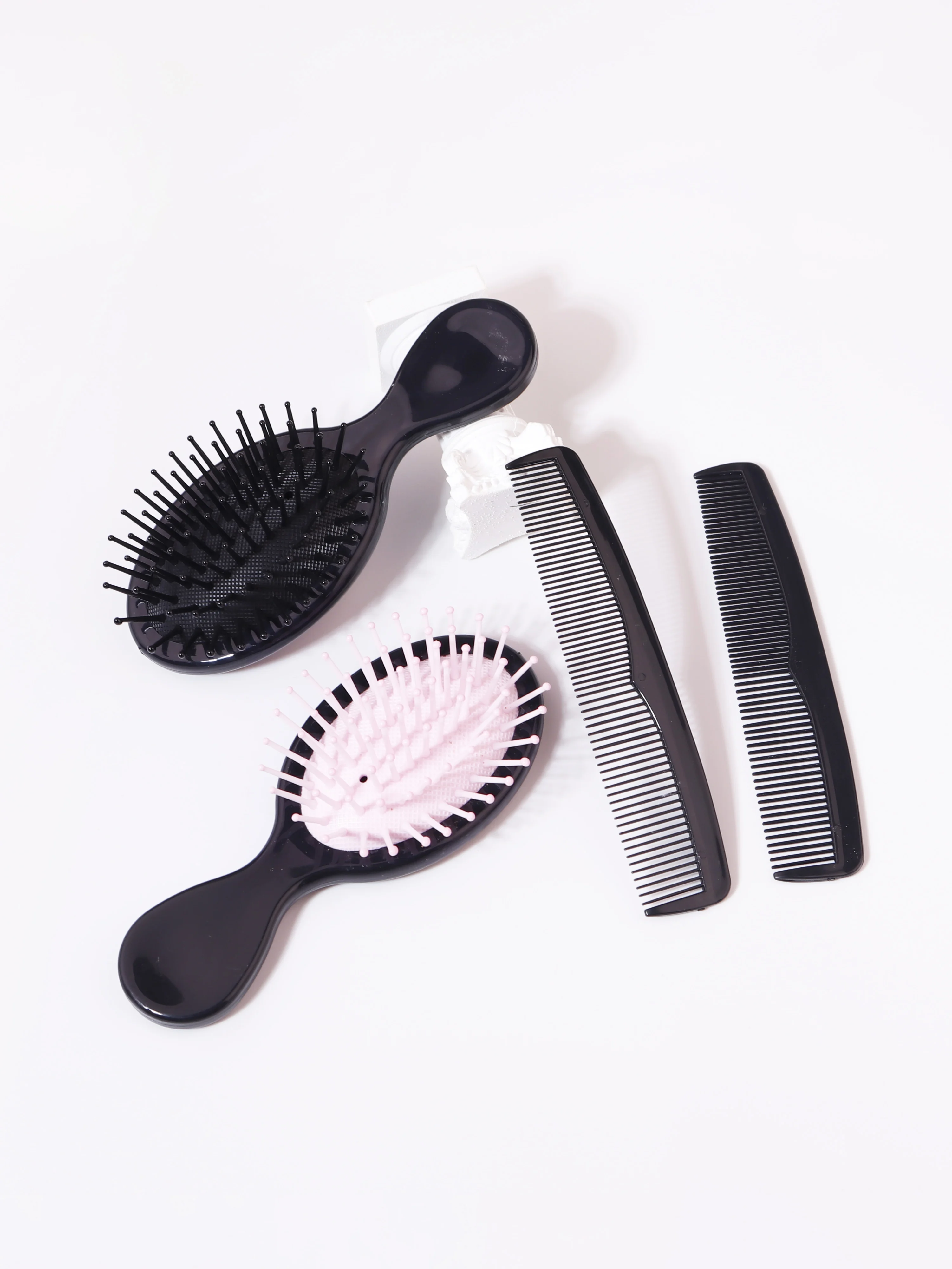 3PCS styling set, portable travel hair brush, plastic wide and fine toothed double head pocket comb, convenient styling set