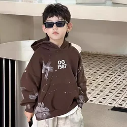 Children Clothes Boys Hoodie 2024 Autumn New Personality Graffiti Hooded Cool Top Long Sleeve Casual Simple Hoodie Boys Clothes