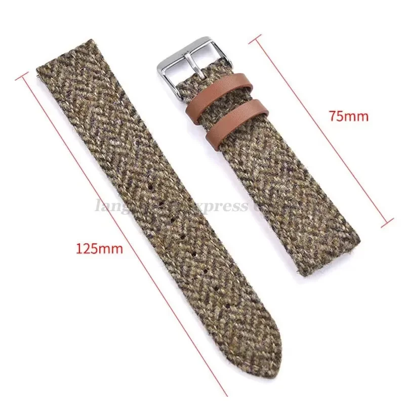 Genuine Leather Nylon WatchBand 18mm 20mm 22mm Vintage Tweed Canvas Bracelet Quick Release Strap Men Women Replacement Wristband image 6