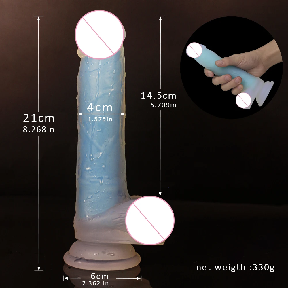 8.26 Inch Luminous Dildo Realistic Silicone Double-deck Toys for Women Masturbation Strong Sucker Adult 18 Sex Product