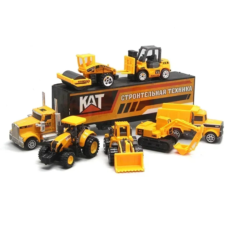 

1:64 7pcs/set Alloy Sliding Model Gift Box Construction Vehicles Racing Cars Fire Truck Children's Toy New Year Gift