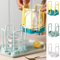 Single Tier Rotating Bowl Drain Rack Plastic Space-Saving Dish Display Stand Draining Tableware Drainer Rack Countertop