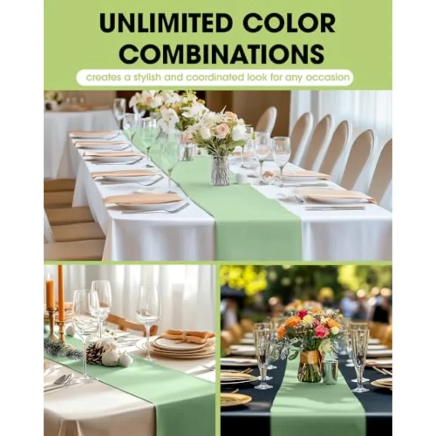 Plastic Table Runners Disposable 12 Pack, 14 x 108 Inch Table Runner, Wedding Party, Decorative Table Runner, Rectangle, Light,