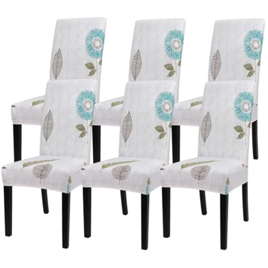 

Printed Dining Room Chair Covers Set of 6, Stretch Kitchen Chair Covers Washable Parsons Chair Slipcover Removable Dining Chair