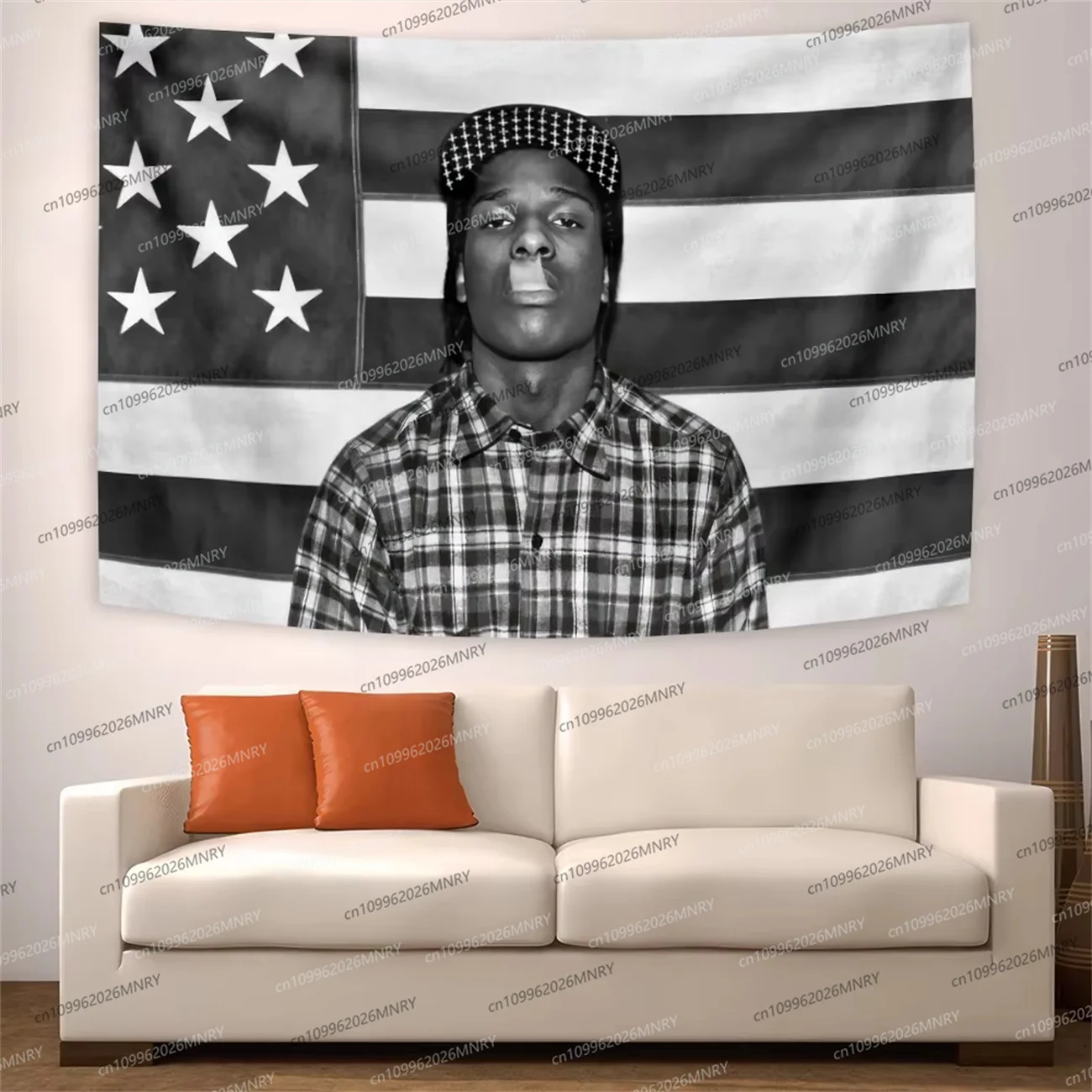 Asap Rockys Flag Rakim Mayers Smoking Wall Tapestry Hanging Ablum Posters Decor Tapestry Meme Room Decor Tapestry Aesthetic