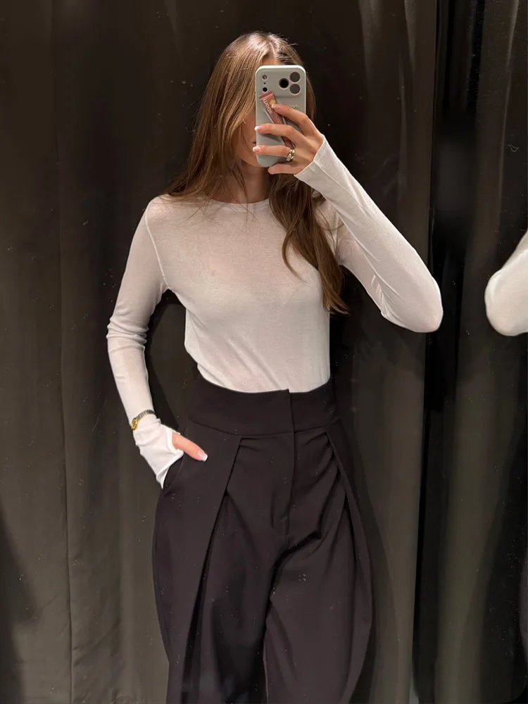

HH 2026 Women Vintage Balloon Version Pleated Casual Trousers Female Fashion Zipper High Street Loose Pockets Spring Pants