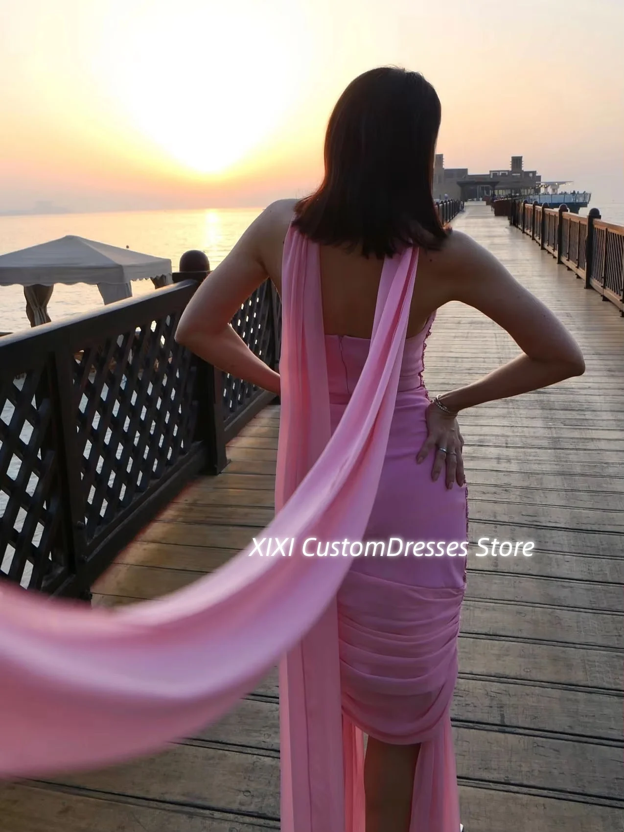 تخصيص فساتين Fساتين سهلة الاستخدام غمد بدون حمالات بطول الأرض للحفلات الراقصة الدانتيل سستة حتى فساتين بلا أكمام للمناسبات الخاصة #3