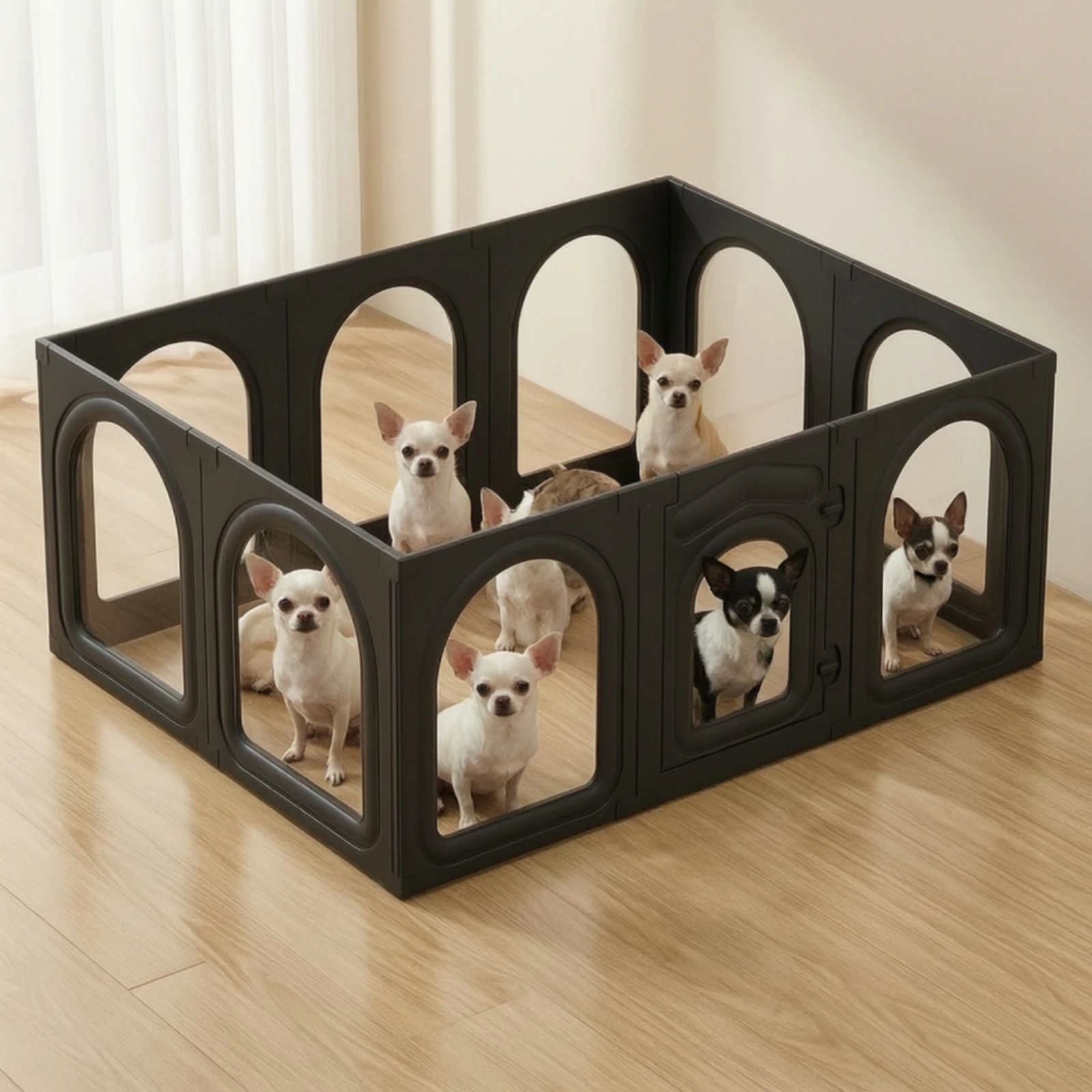 10 Pieces Modular Pet Fence Secure Dog Playpen with Door Indoor Dog Pen Spacious for Small Dogs, Living Room, Apartments