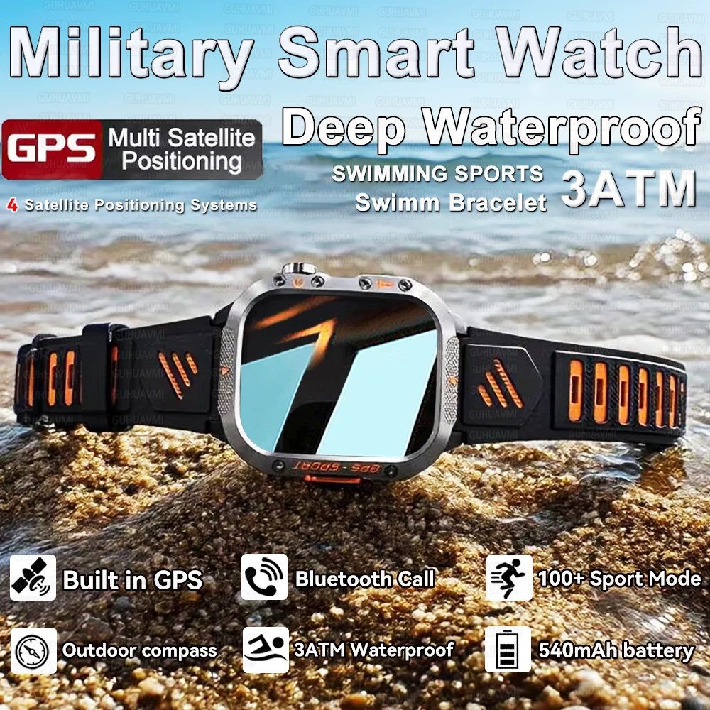 T-REX3 Outdoor Sport GPS Position Smart Watch Men 3ATM Waterproof Compass Altimeter 540mAh BT Call Fitness GPS Watch Android IOS