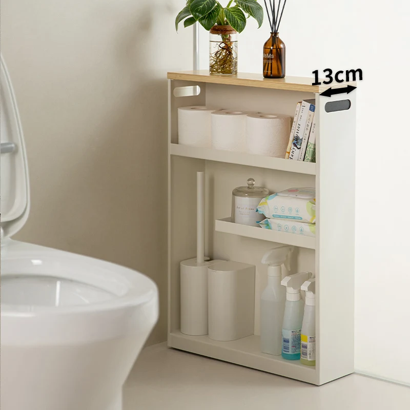Estante de almacenamiento para huecos de baño de hierro, estante estrecho de pie, gabinete de inodoro delgado, unidad organizadora de baño de estilo japonés