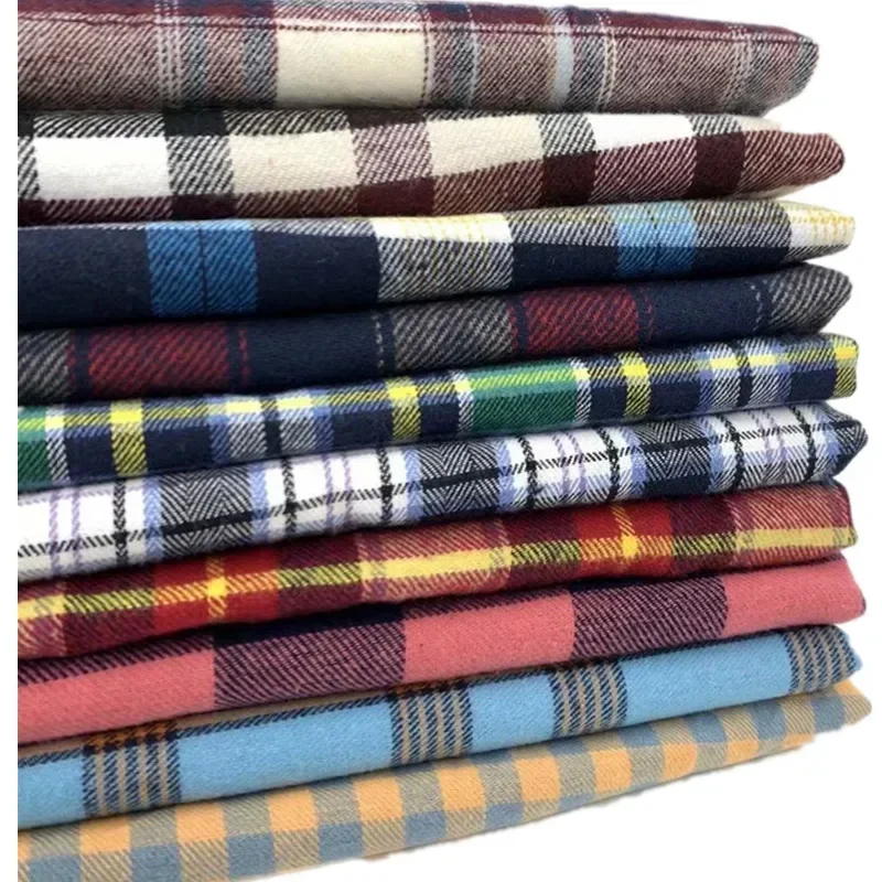 Flannel Twill Spring Clothing Cotton Yarn Dyed Plaid Shirt for Dress Multi Color Selection Wholesale Cloth by the Meter for Sew