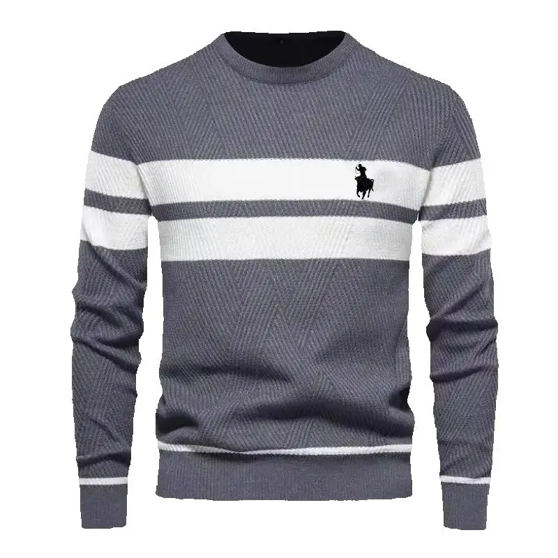 Spring and Autumn high-quality knitted round neck sweater men's fashionable, casual, comfortable and versatile top