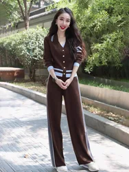 2024 new autumn winter Elegant cardigan tops Sweater+Pant set Casual outerwears 2 piece sets women outfit conjuntos femininos