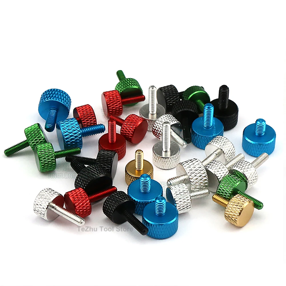 5pc Knurled Head Aluminum Thumb Screws M3 M4 M5 M6 x 6 8 10 12 14 16 20mm Colourful Aluminum Hand Tighten Screw Bolts