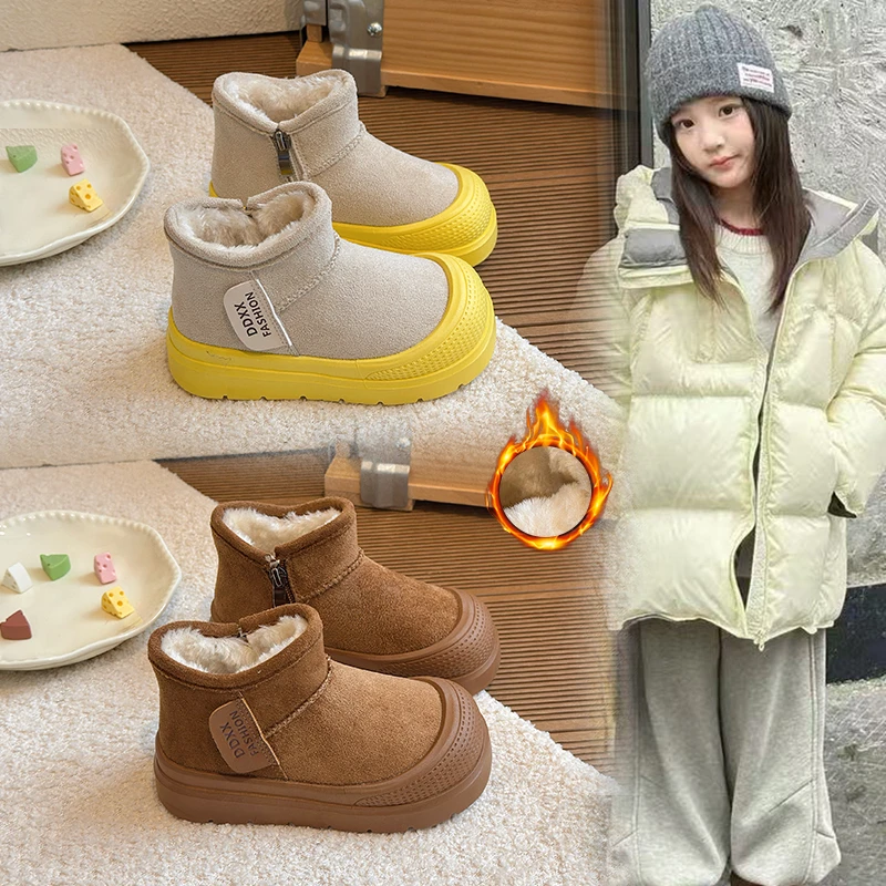 2025 Winter New Children Casual Short Boots for Girls Fashion Korean Style Soft Bottom Anti-slippery Versatile Cotton Shoes