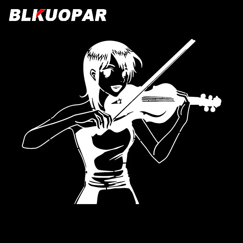 BLKUOPAR امرأة جميلة وأنيقة تلعب الكمان ملصقات السيارات الإبداعية مقاومة للخدش ملصق الكمبيوتر المحمول سيارة ممتصة للصدمات التسمية