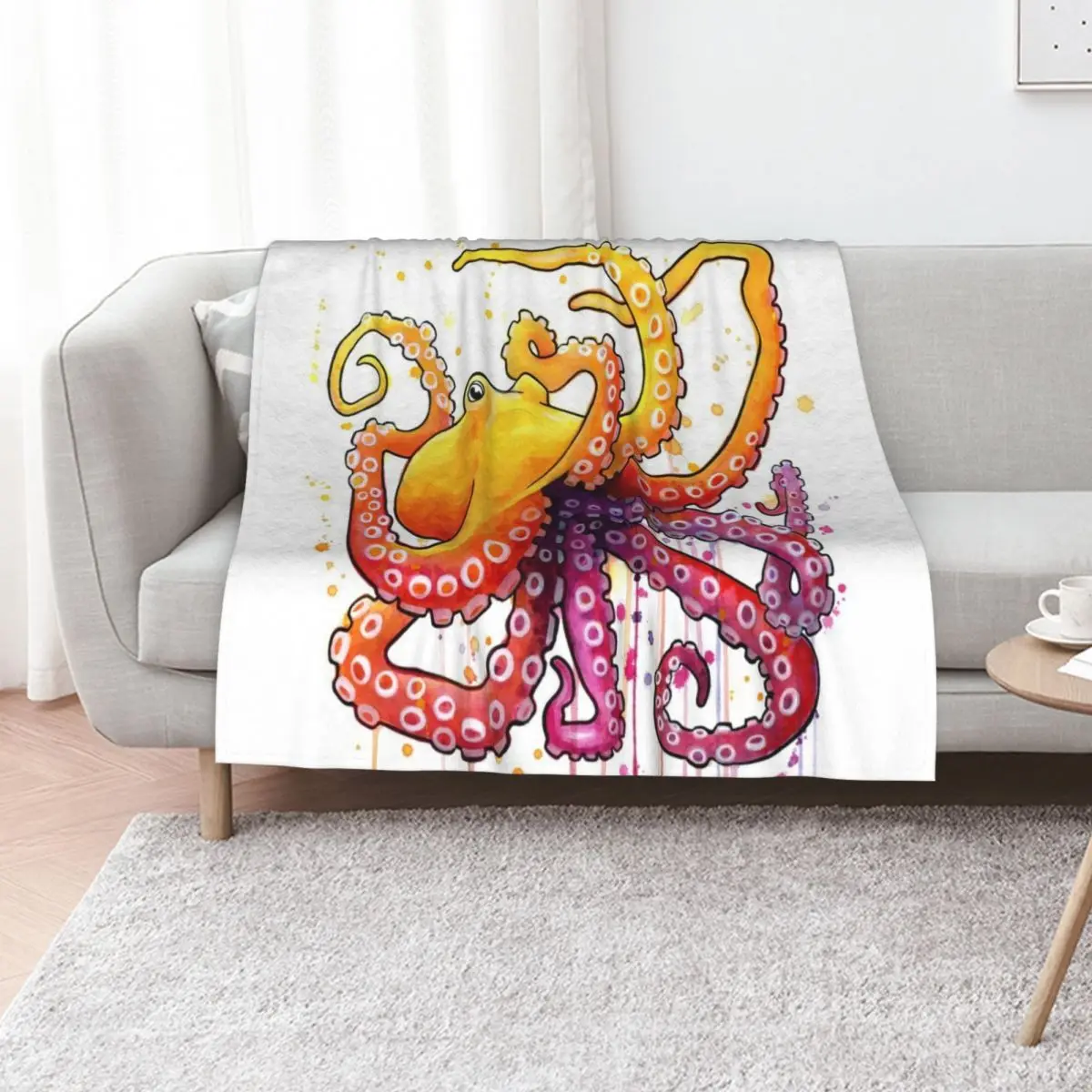 Octopus Sunrise Throw Blanket Blankets For Bed decorative Summer anime Luxury Polar Blankets