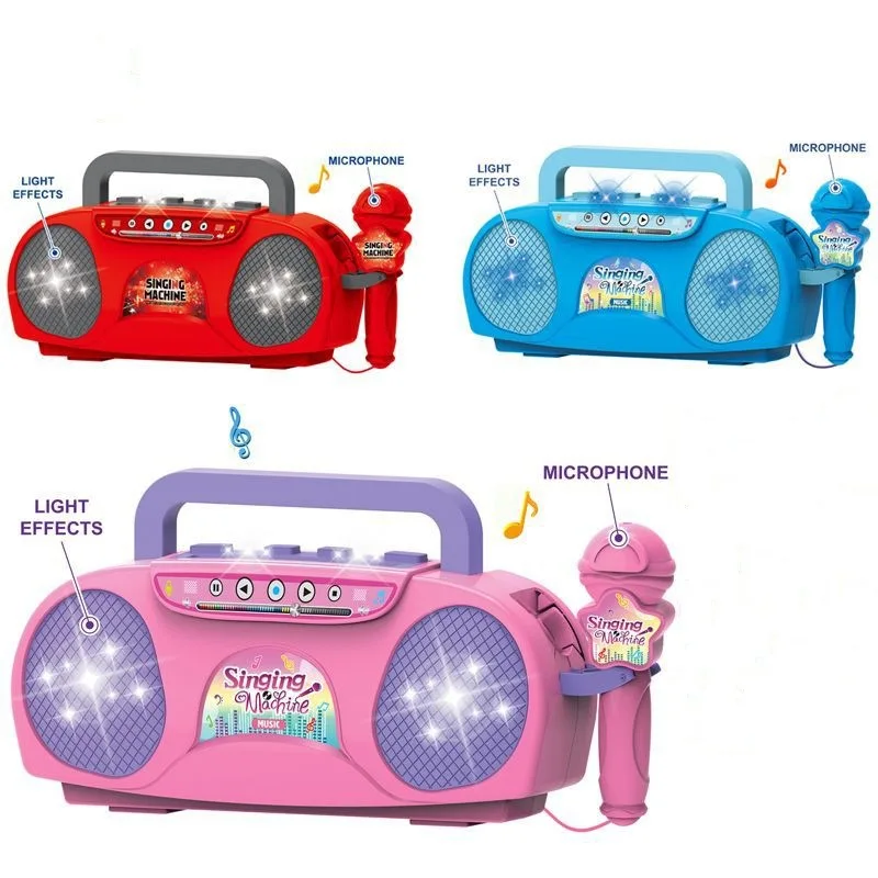 Microfono per bambini Macchina per karaoke Strumento musicale Giocattoli con luce Giocattolo educativo da viaggio per interni ed esterni Regalo per bambina
