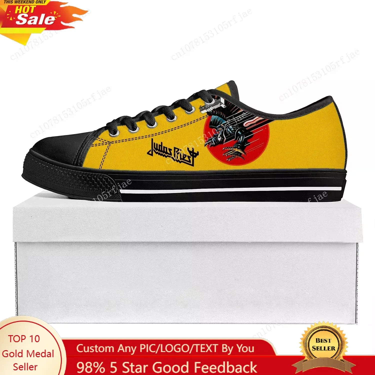 

Judas Priest Heavy Metal Rock Band Low Top High Quality Sneakers Mens Womens Teenager Canvas Sneaker Couple Shoes Custom Shoe