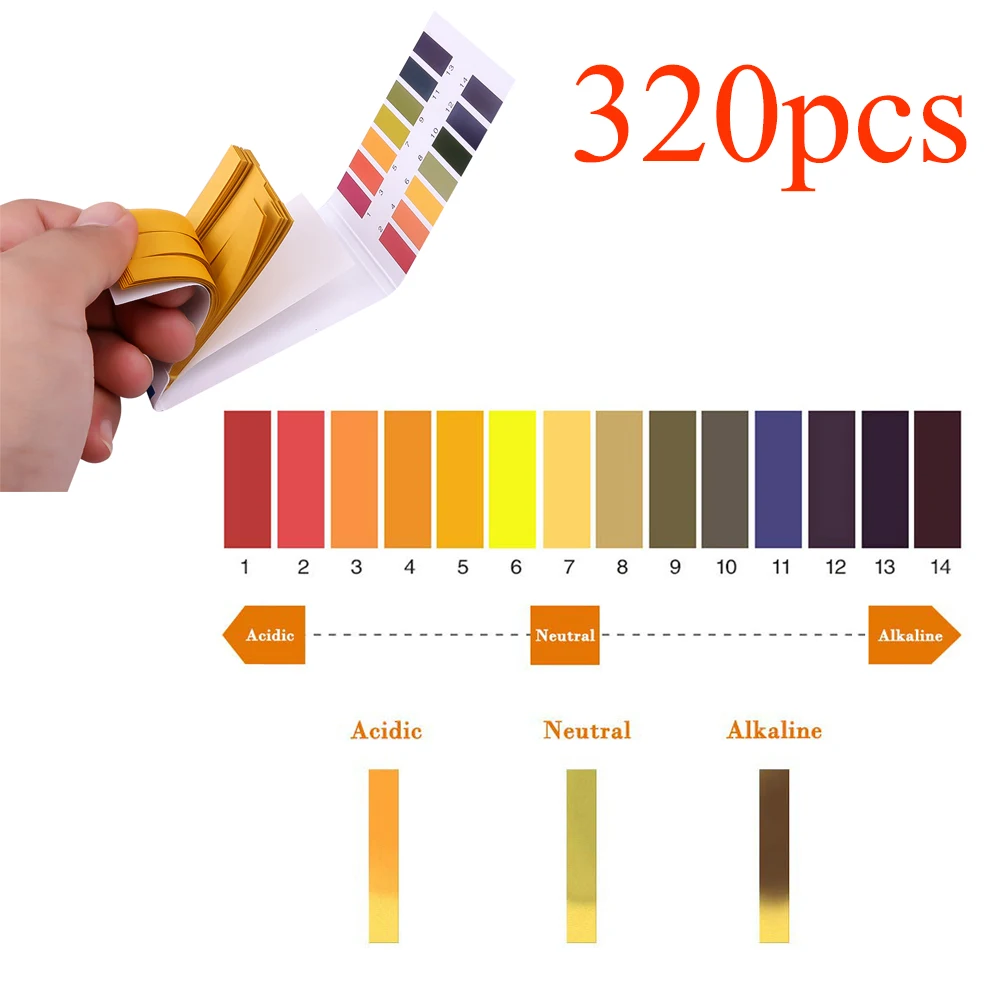 

5 Pack 320 Strips Professional 1-14 PH Litmus Paper Ph Test Strips Water Cosmetics Soil Acidity Test Strips with Control Card