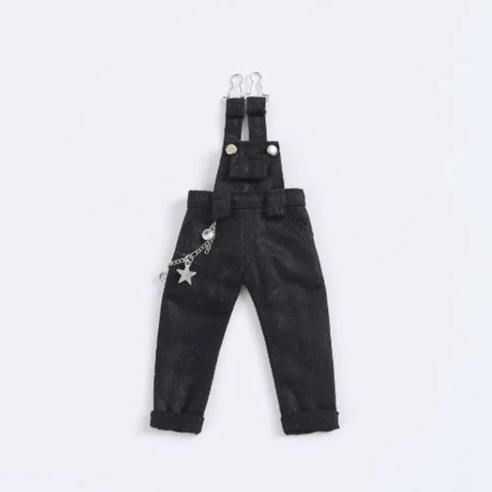 Fashion Doll Princess Pants Casual Wears Kids Toys Jeans Overalls Clothes Cute Doll Straps Denim Trousers for 1/12 Dolls