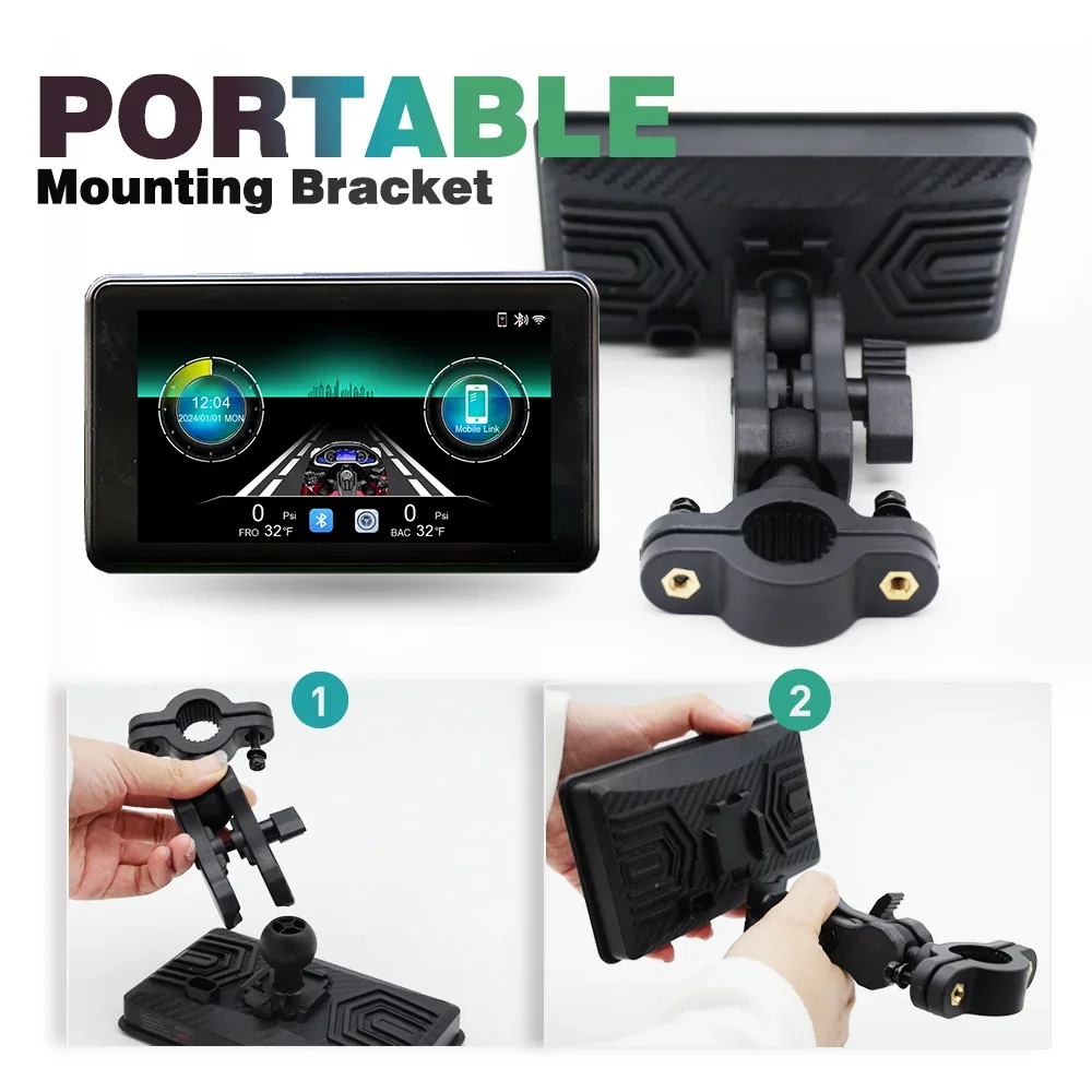 High qualityRemovable IPX8 5 Inch Gps for Motorcycle   Theft Motorcycle Carplay Android Auto Display Screen