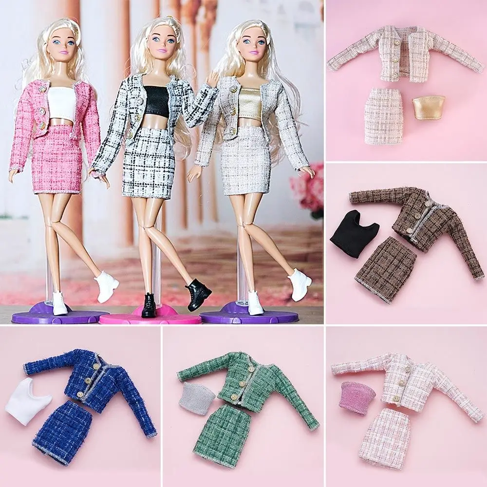 1 Set 1/6 bambola moda abbigliamento casual abbigliamento invernale elegante cappotto gonna fatta a mano ragazza bambola che indossa set per bambola da 29 ~ 32 cm