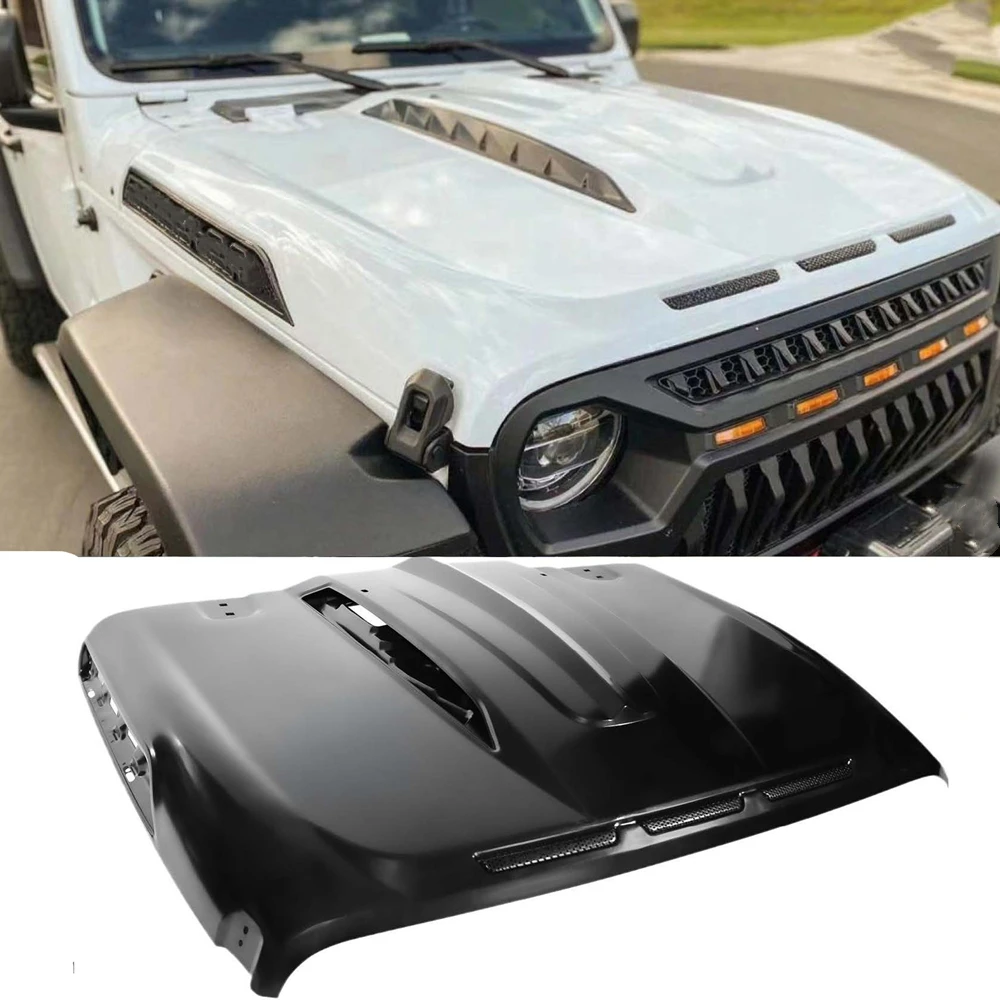 

High Quality OEM 4x4 Accessories Black Steel Engine Hood Cover Bonnet Protector For 2018+ Jeep Wrangler JL Gladiator JT New