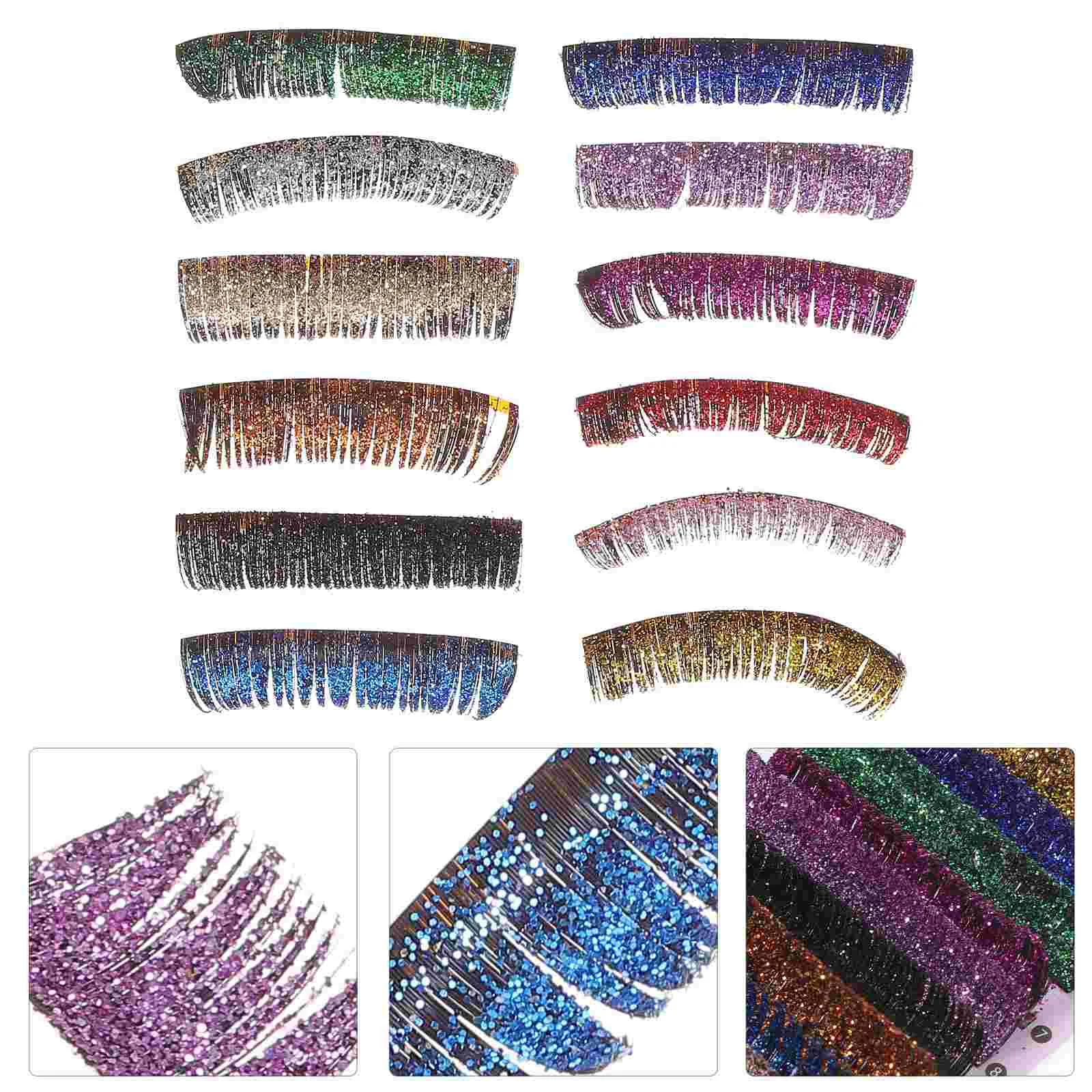 6 Pairs Fake Lashes Glitter False Eyelashes Cosplay Colored Extensions Artificial with Makeup