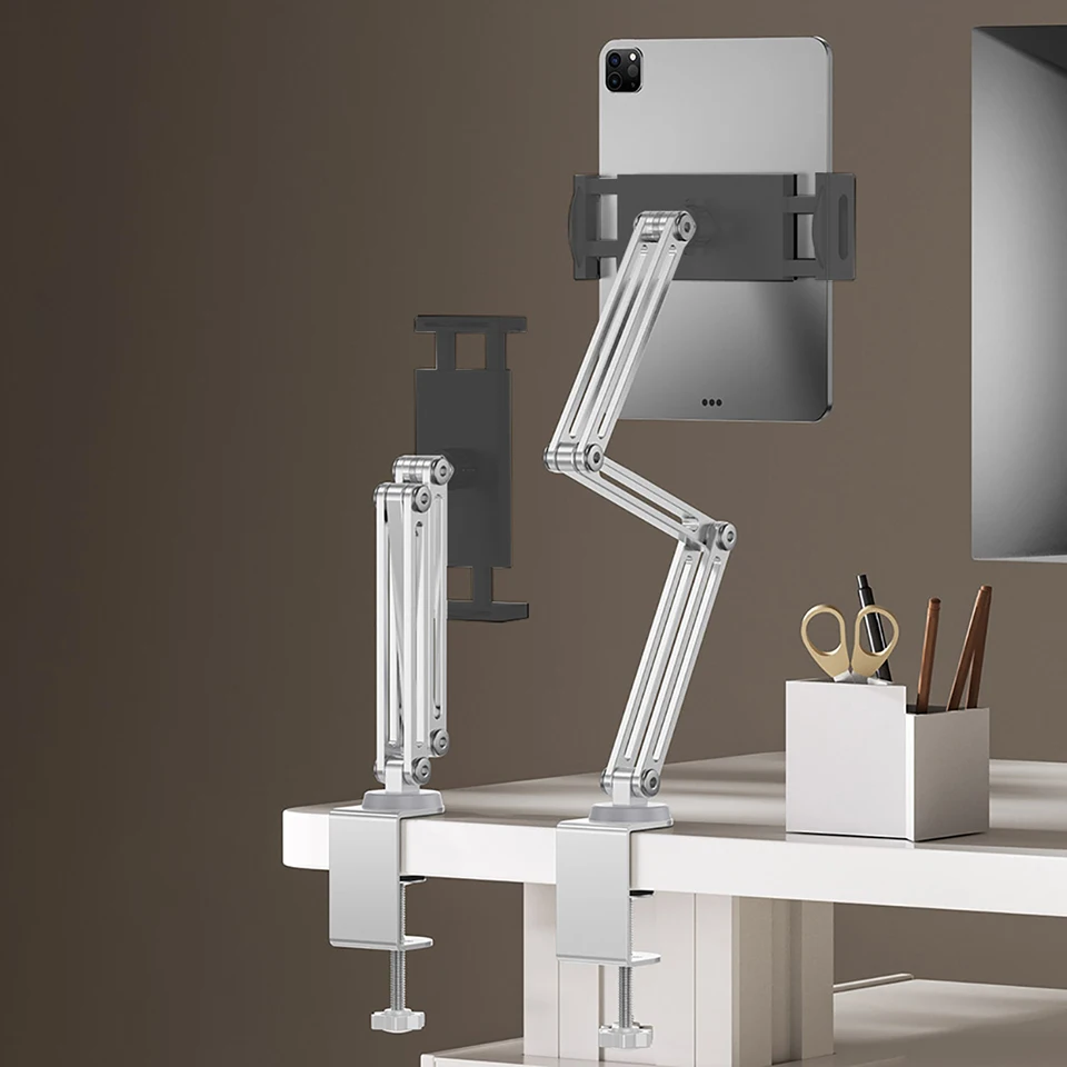 Picture 3: Adjustable Bed Tablet Stand for 4-12.9 inches Mobile Phones Tablets Aluminum Arm Bed Desk Tablet Mount Support for iPad Mini