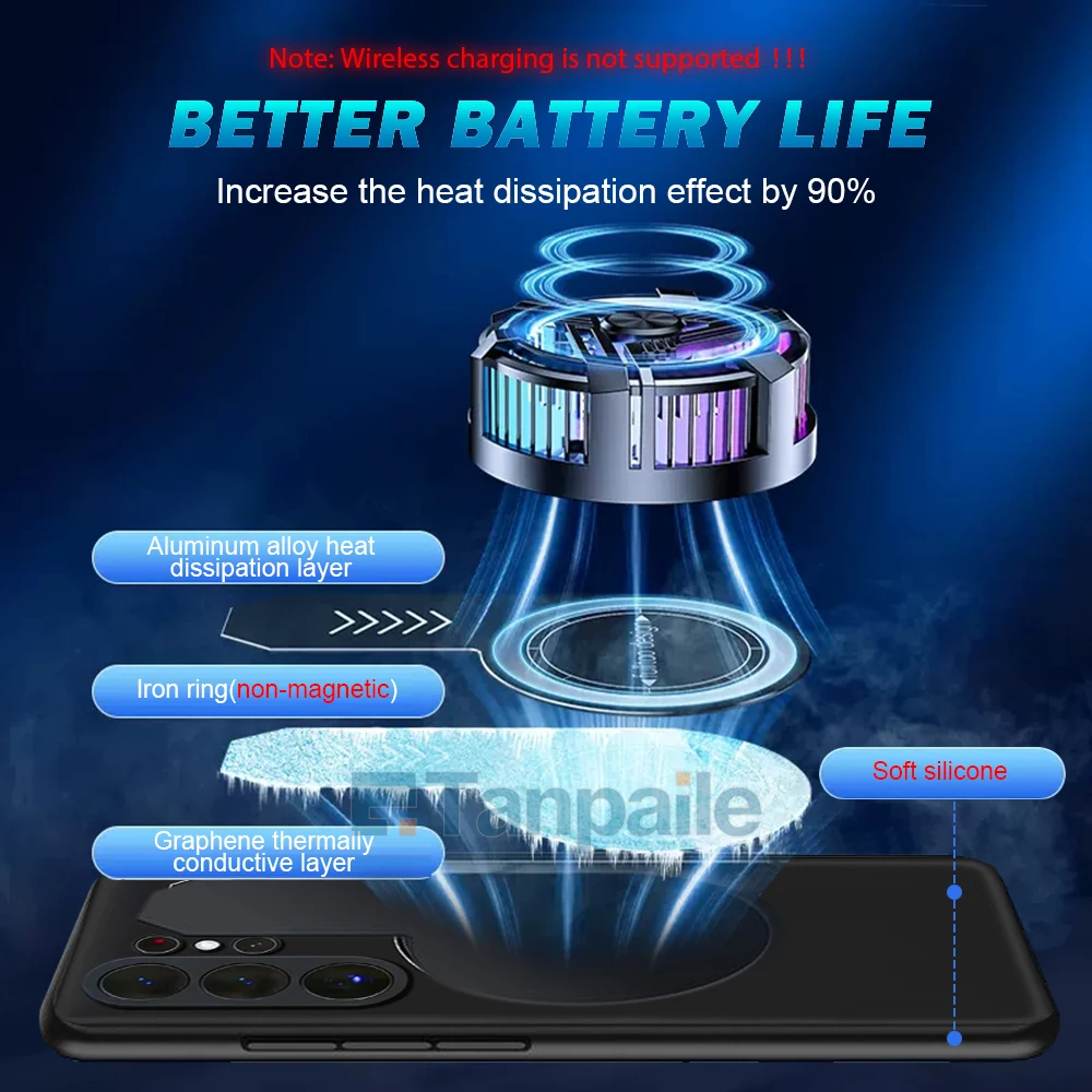 Etui chłodzące do Samsunga S26 Ultra S25+ S24+ S23+ S22+ S21+ S20 FE Plus Lite Edge, miękkie silikonowe, odporne na wstrząsy, gamingowe etui na telefon — zdjęcie produktu 3