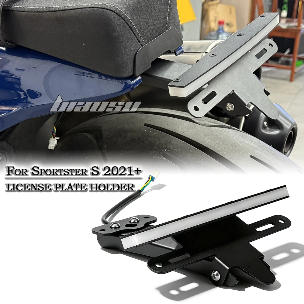 Motorcycle License Number Plate Frame Holder Bracket Adjustable Angle Accessories For Sportster S 1250 RH1250S 2021 2022