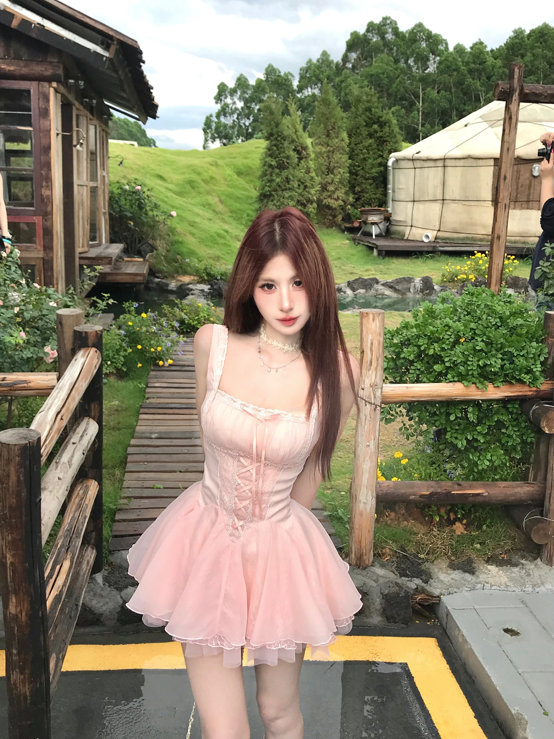 Mejiu Sweet Design Sense Me Strap Dr Women Summer Puffy Skirt Gown High Waist Polyester Fabric Wedding Date Par Banquet