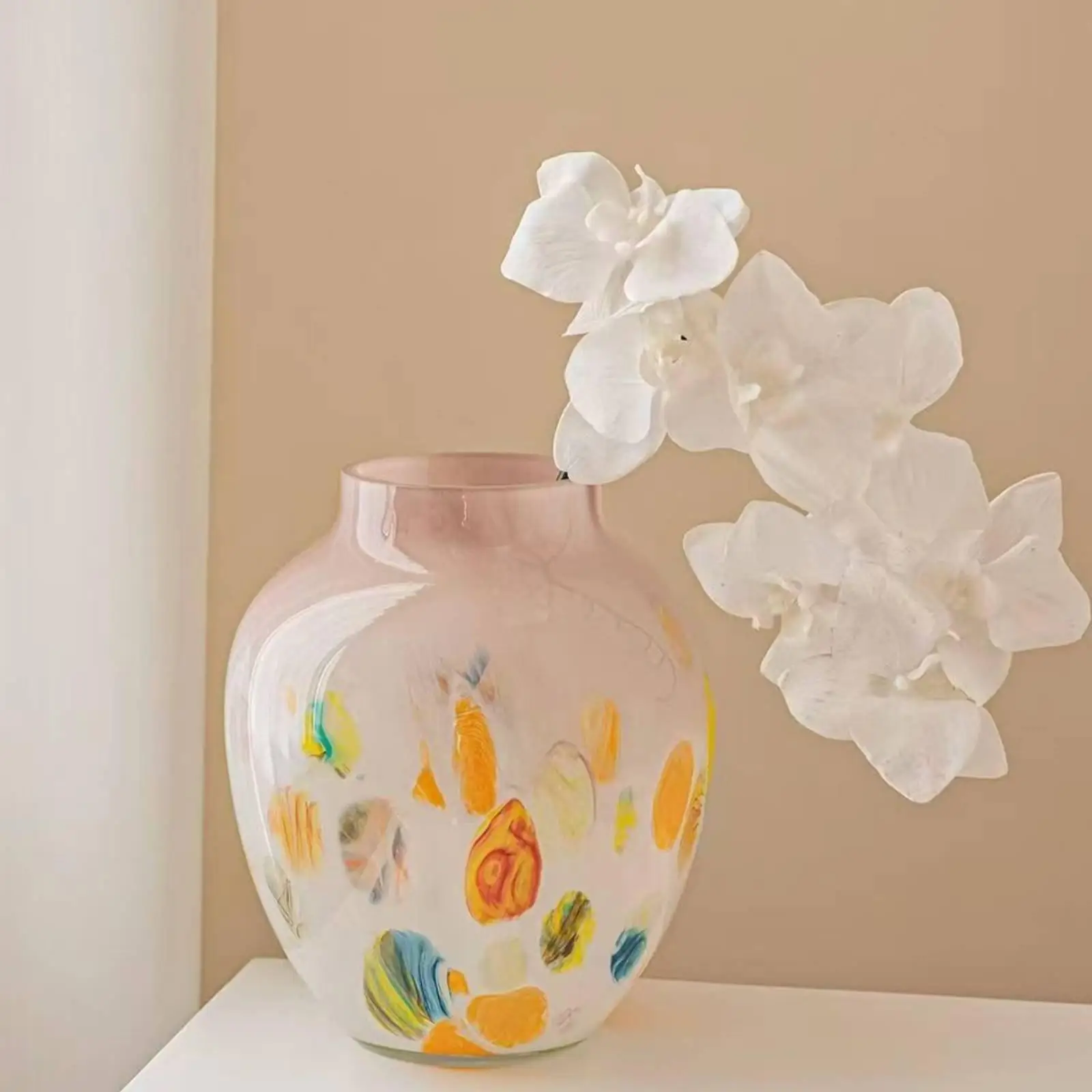 Gradient Glass Vase French Design Polka Dot Flower Vase Light Luxury for Wedding