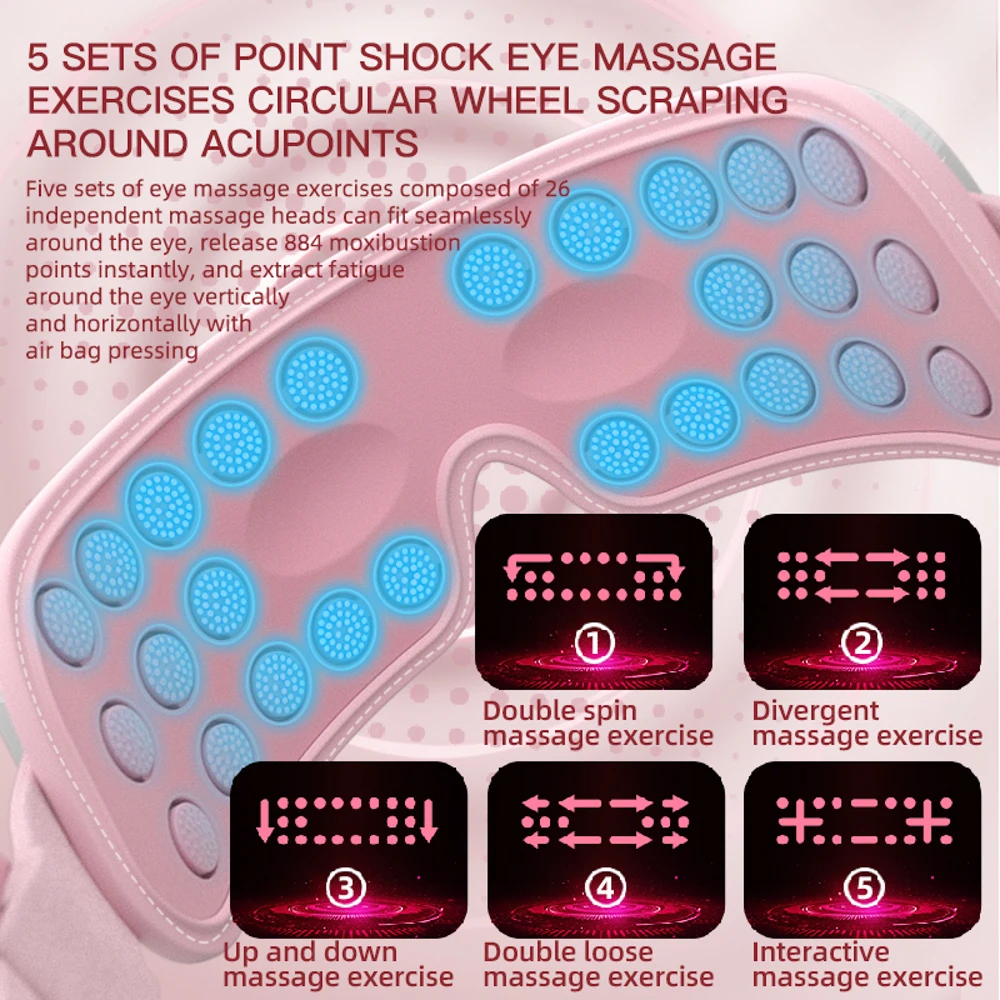 Smart Heated Eye Massager Instrument Hot Compress Airbag Eye Glasses Vibration Massage Relief Eyes Fatigue Dark Circles Relax