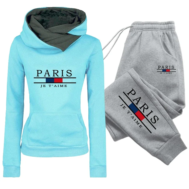 Women's Set/Hoodie/Pants Paris Fashion Tracksuit Hooded Sweatshirt Sweatpants Autumn Winter Female Daily Casual Sports Outfit