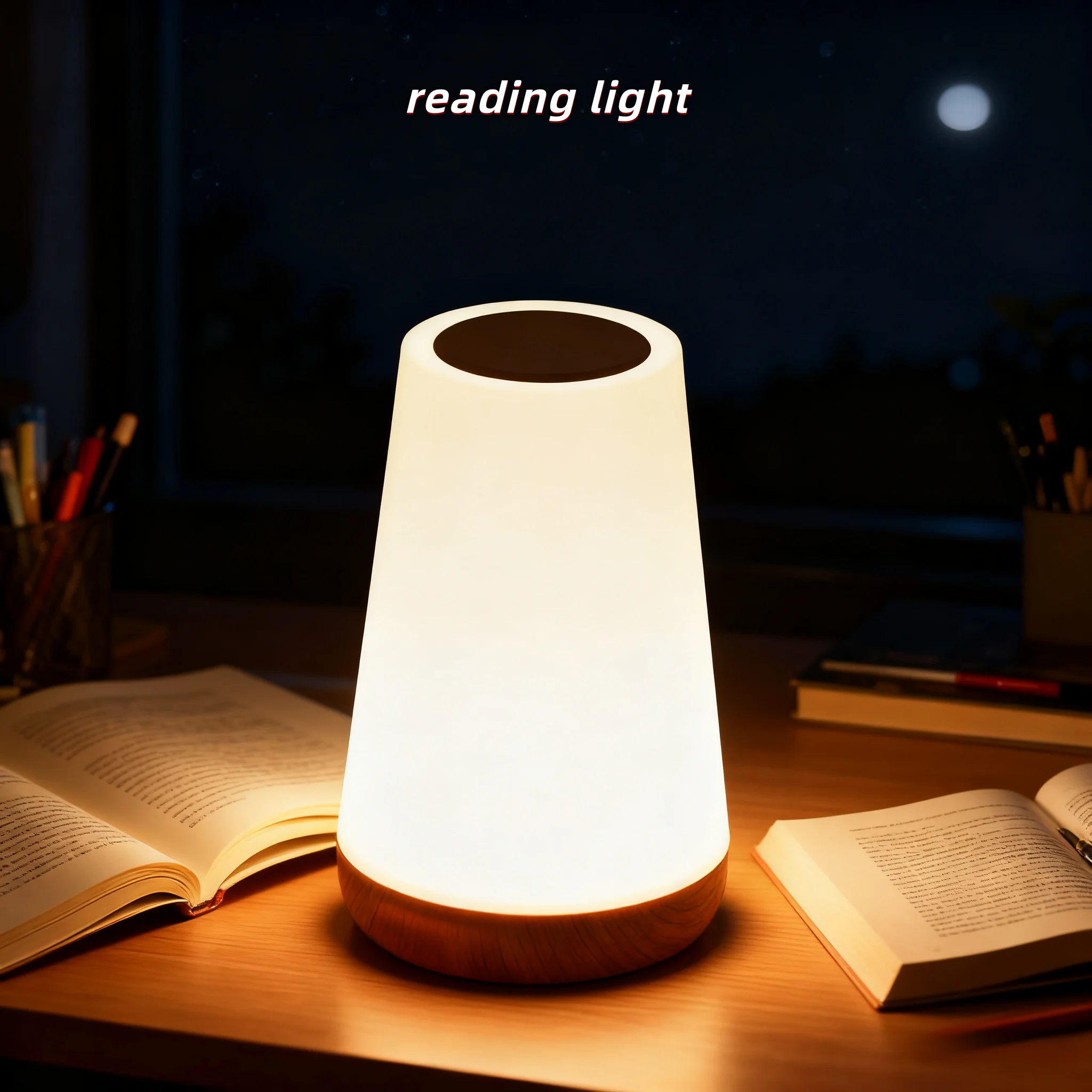 Wood grain touch lamp night lamp children's simple rechargeable eye protection lighting table lamp bedroom bedside lamp