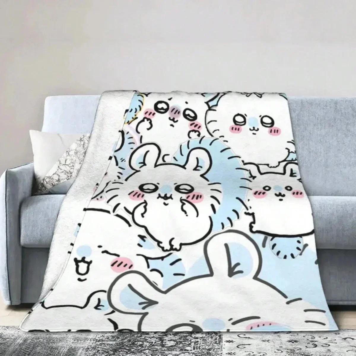 Anime Style Illustration Throw Blanket Colorful Cartoon for Japanese Room Decor Cute aesthetic aesthetic blanket Soft Touch
