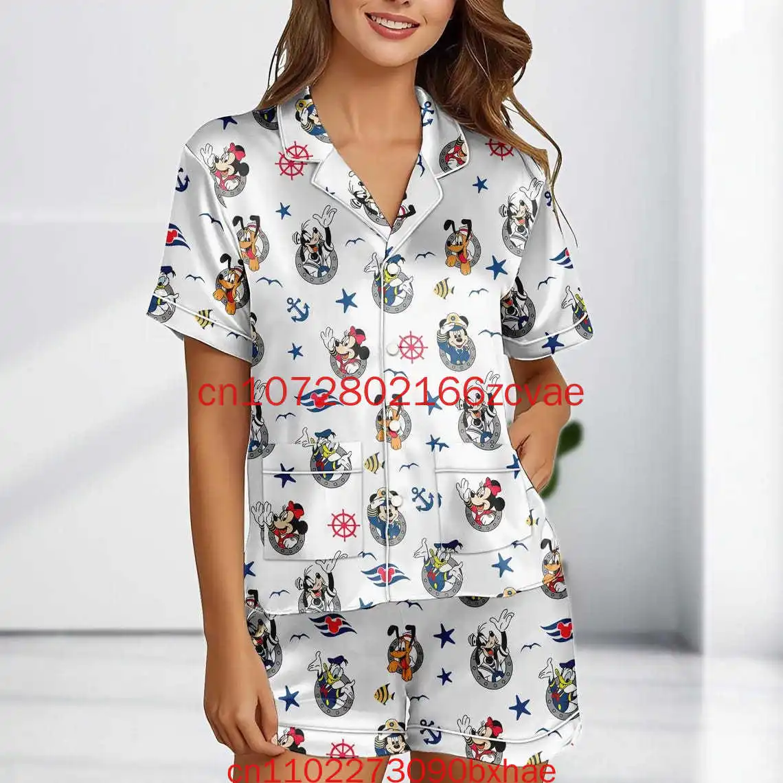 

Короткие пижамы с Микки и Минни, одежда для дома с черепом Диснея, милый пиратский подарок для нее, забавный комплект для сна Диснея