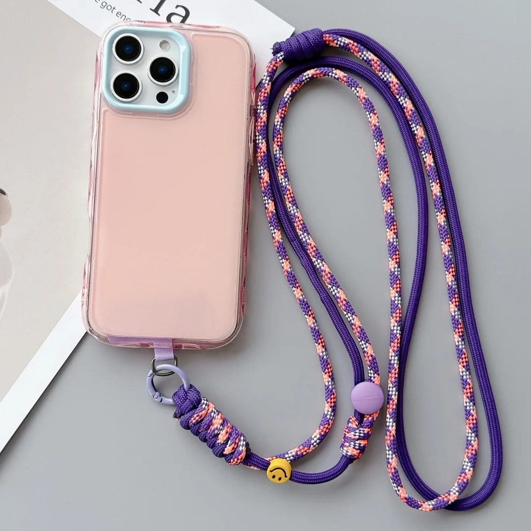 

Lanyard Cross-body Shoulder Straps Keychain Adjustable Korea Smile Long Rope with Replacement Patch for Mobile Phone Accessories